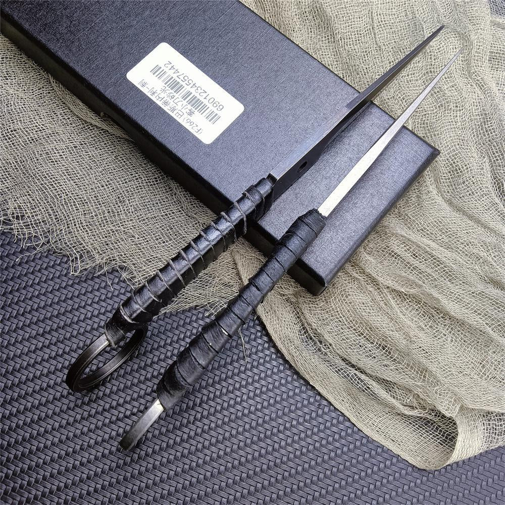 Bastinelli Mini Fixed Balde Bayonet - 8Cr13Mov Sharp Blade PU Leather Rope Handle EDC Belt Knife for Outdoor Hunting Camping