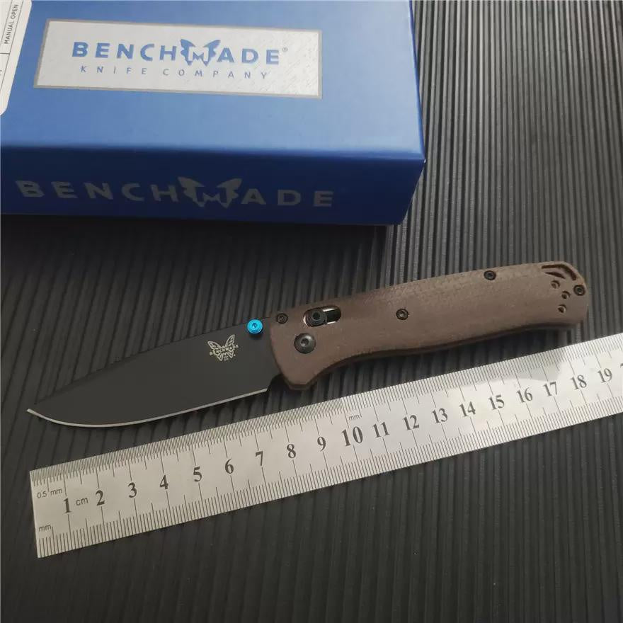BENCHMADE BUGOUT AXIS Folding Knife S30V Satin Blade Linen Handle Outdoor Camping Knife EDC Pocket Tool