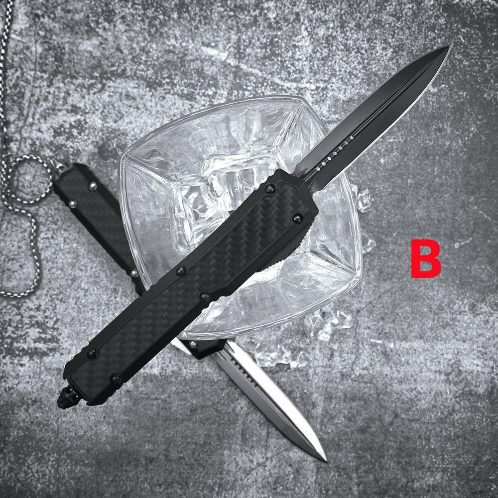 New Microtech Makora II Spring Assisted Automatic OTF Knife Black Aviation Aluminum Handle  Outdoor Tactical Survival Pocket Flick Knives EDC Multifunction Hand Tools