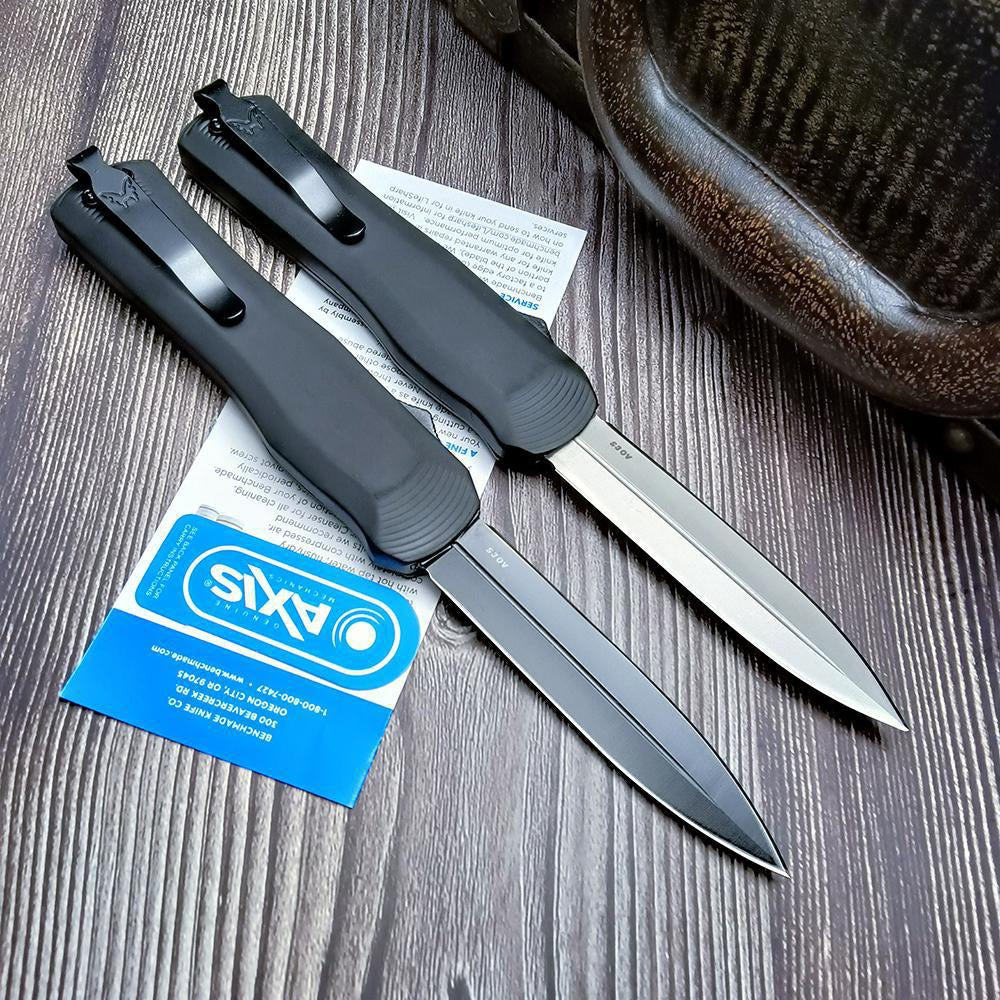 Benchmade Spring Assisted AUTO Knife S30V Double Edge Dagger Blade Camping Self Defense Hunting OTF Knife