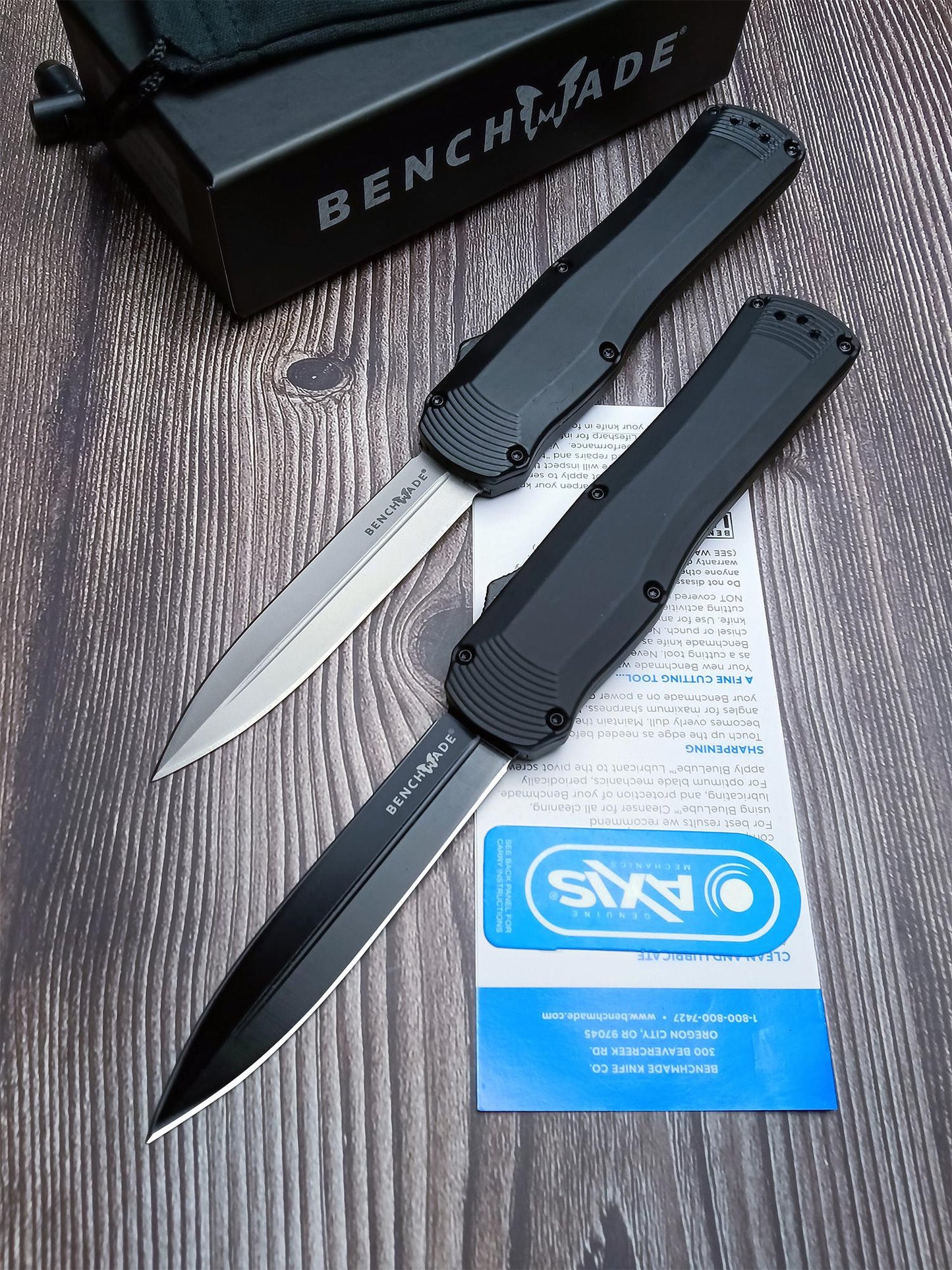 Benchmade Spring Assisted AUTO Knife S30V Double Edge Dagger Blade Camping Self Defense Hunting OTF Knife